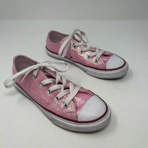 Girls Juniors Converse Pink Glitter Sparkle Sequin Skate Shoes Size 1